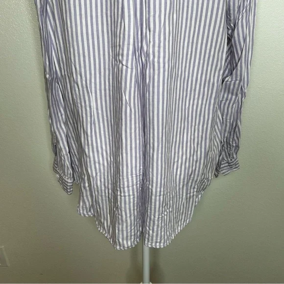 Beach Lunch Lounge Womens Purple & White Striped Button-Up Long Sleeve Shirt XL - Picture 7 of 9